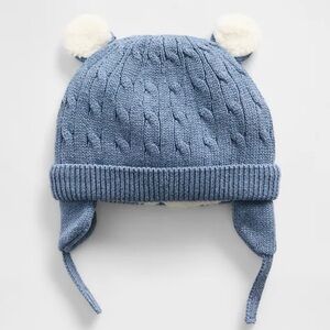 BNWT Gap Sherpa-Lined Cable-Knit Bear Beanie